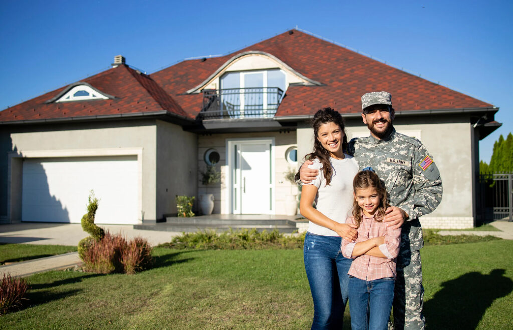Family in front of their house