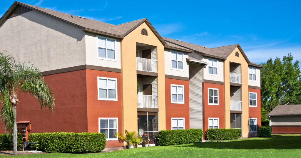 The exterior of an apartment building